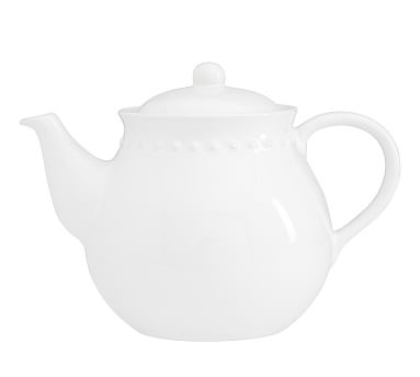 Emma Beaded Stoneware Teapot - True White - Image 0