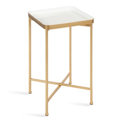 Mercer41 Celia Metal Tray Accent Table 14X14x26 Navy Blue, Gold - Image 0