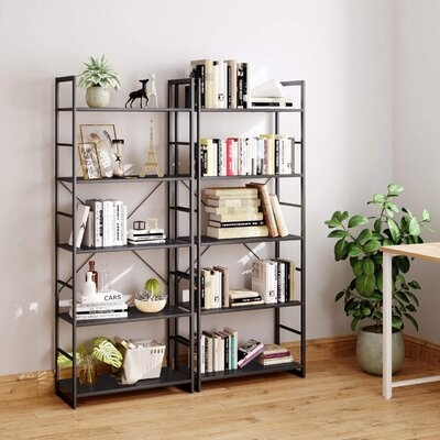 5 Tier Bookshelf, Tall Bookcase Shelf Storage Organizer, Modern Book Shelf For Bedroom, Living Room And Home Office, Black - Image 0