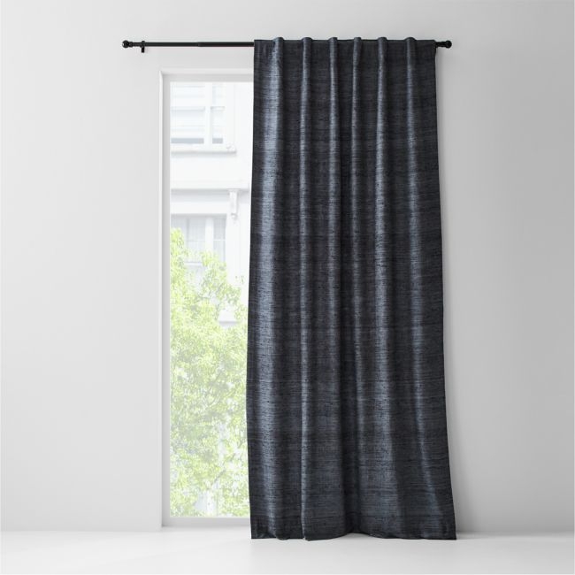 Trevino Storm Grey Cotton Silk Blend Window Curtain Panel 52"x84" - Image 0
