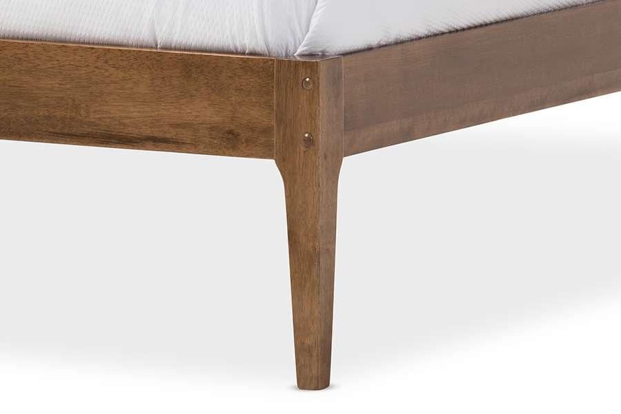 Bentley Mid-Century Modern Walnut Finishing Solid Wood Queen Size Bed Frame  - Image 3