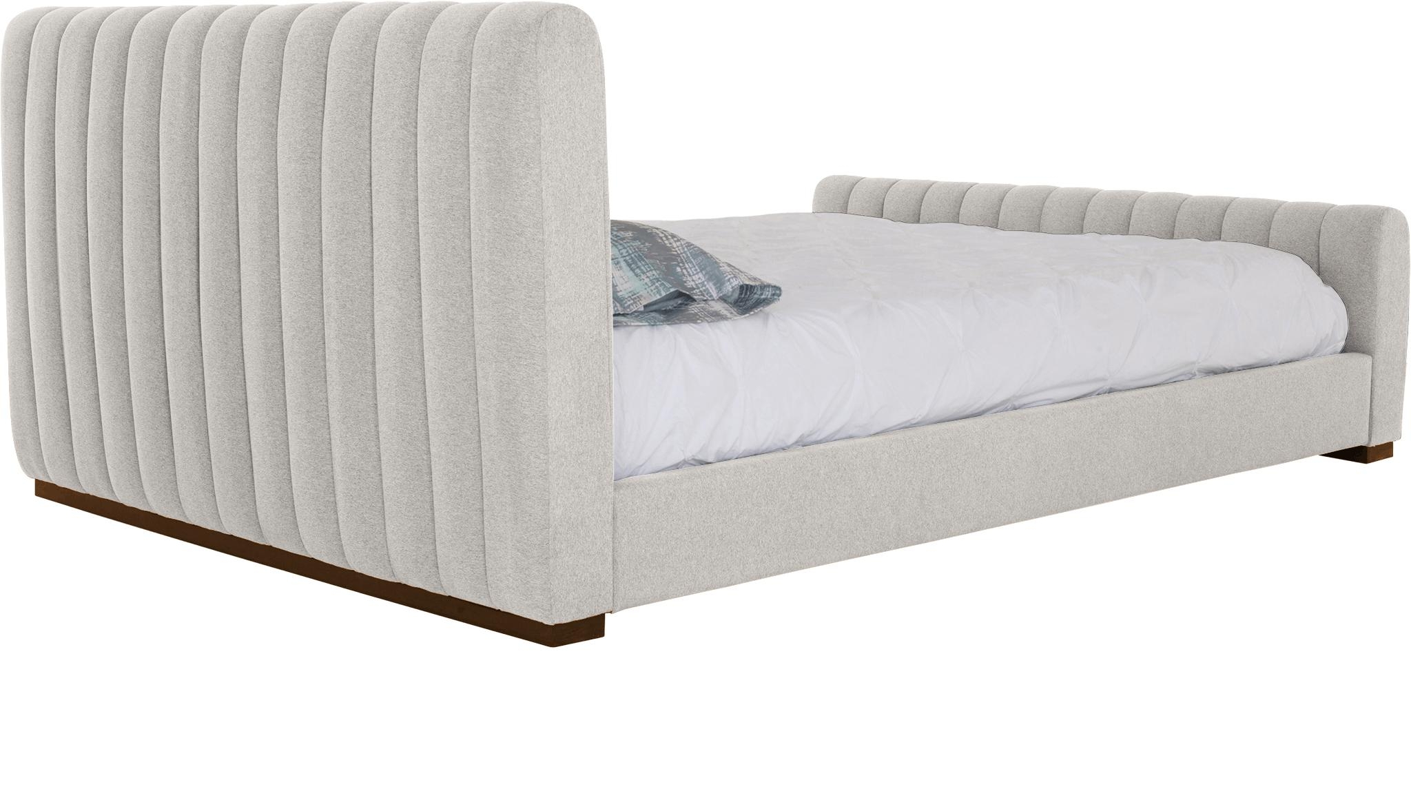Beige/White Camille Mid Century Modern Bed - Merit Dove - Mocha - Queen - Image 3