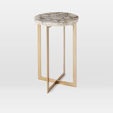 Agate Side Table, Neutral/Antique Brass - Image 1