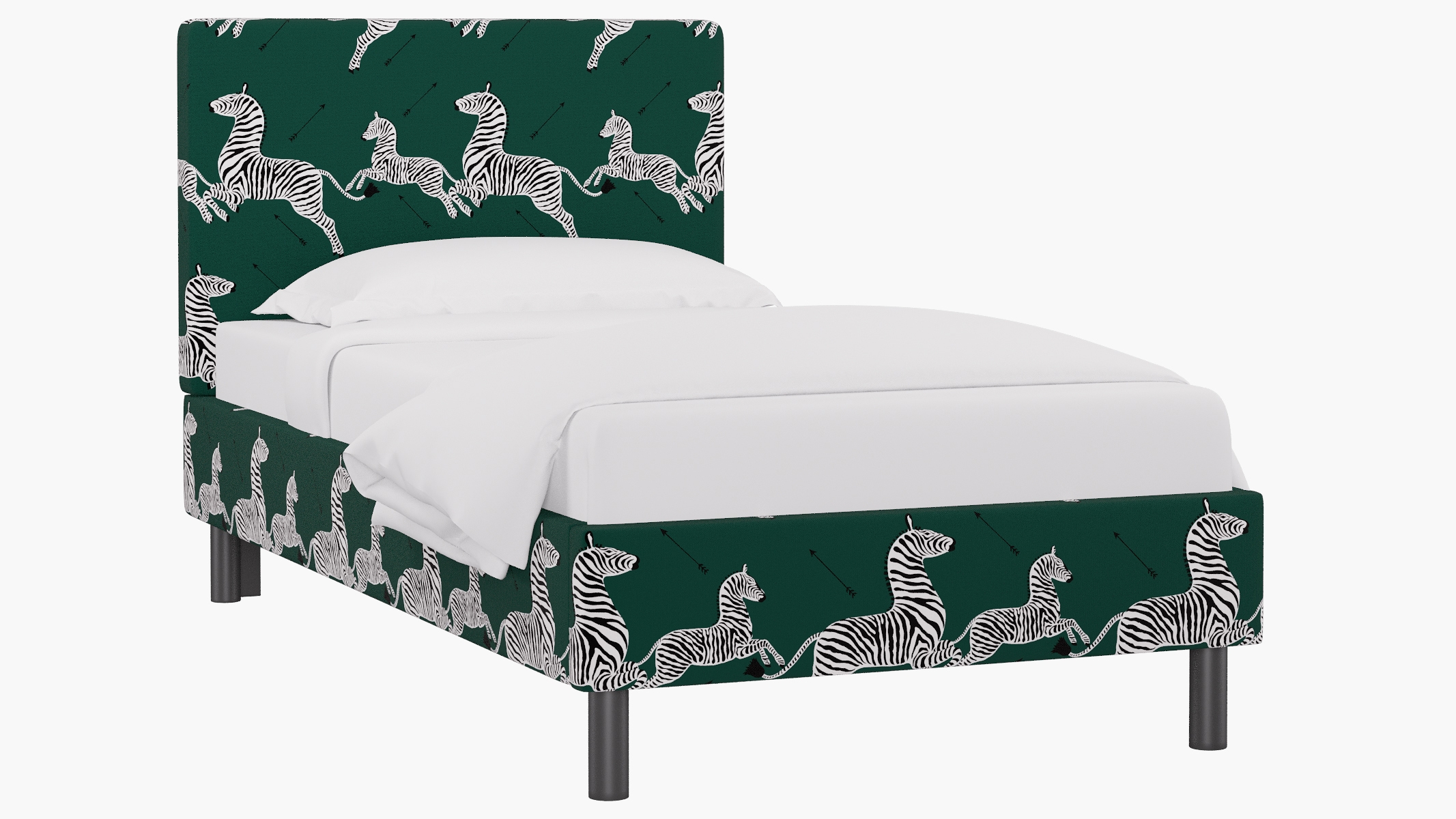 Tailored Platform Bed, Emerald Zebra, Twin - Image 1
