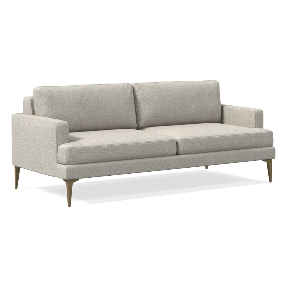 Andes 77" Multi-Seat Sofa, Petite Depth, Twill, Dove, Brass - Image 0