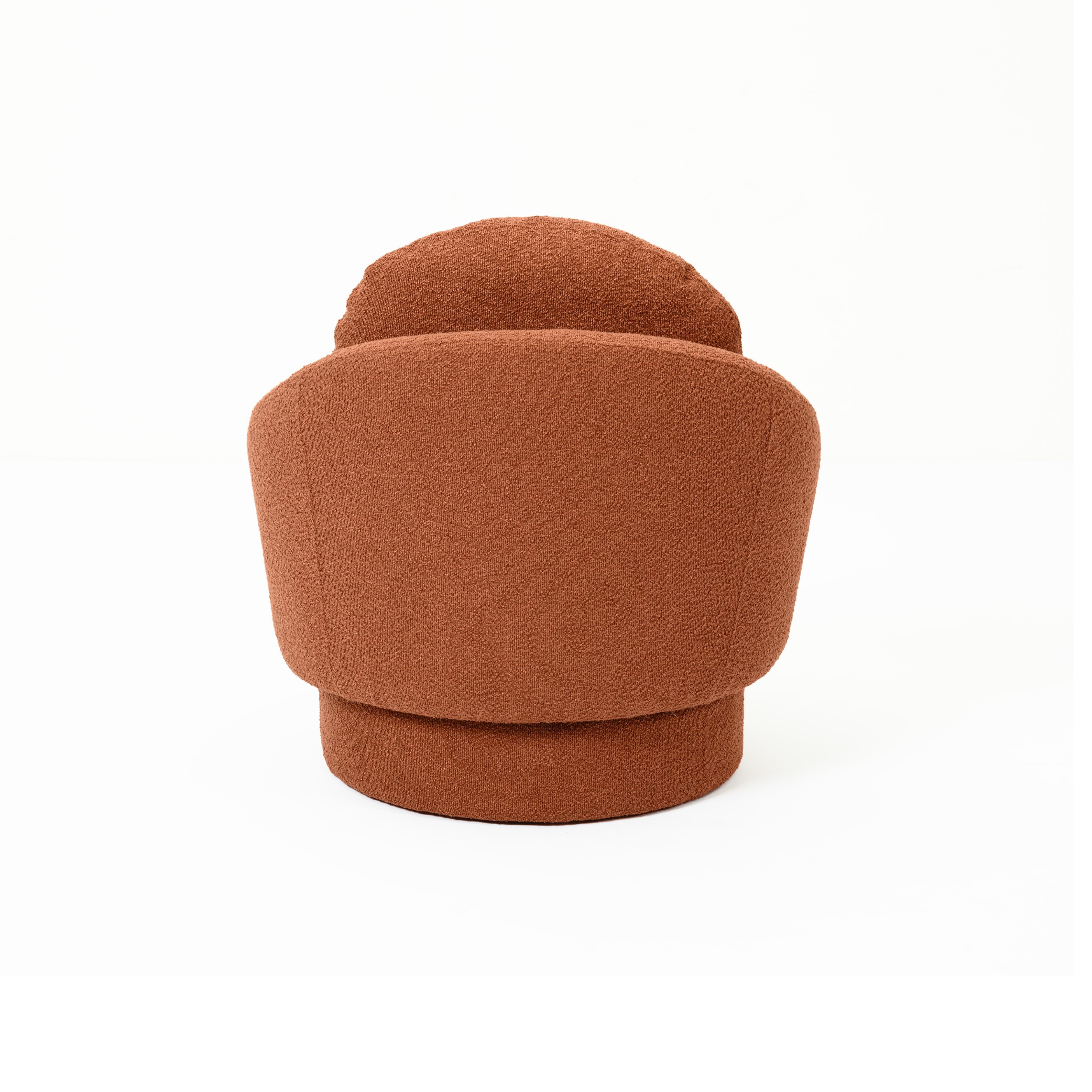 Sammy Saffron Red Boucle Swivel Lounge Chair - Image 2