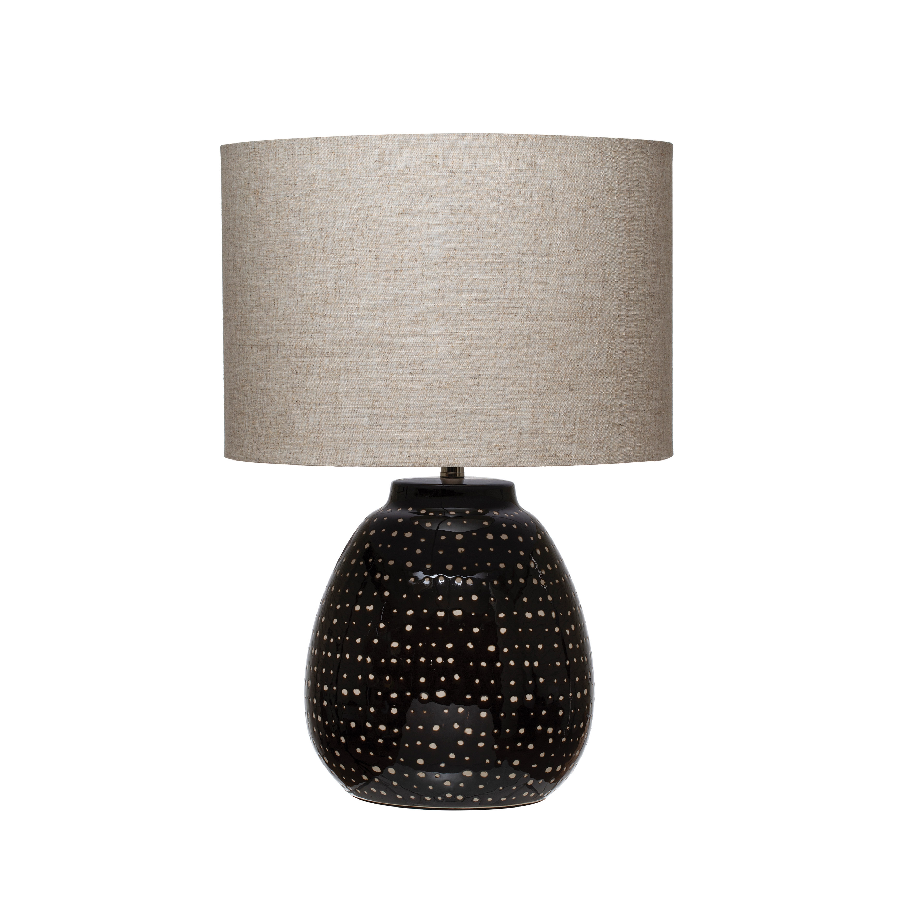 Stoneware Table Lamp, Black & White - Image 0