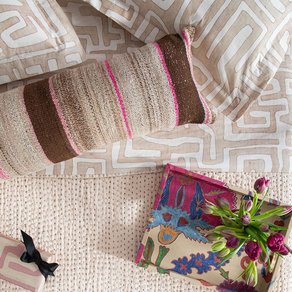 Blush Classic Kuba Cloth Pillowcases + Shams - Image 0