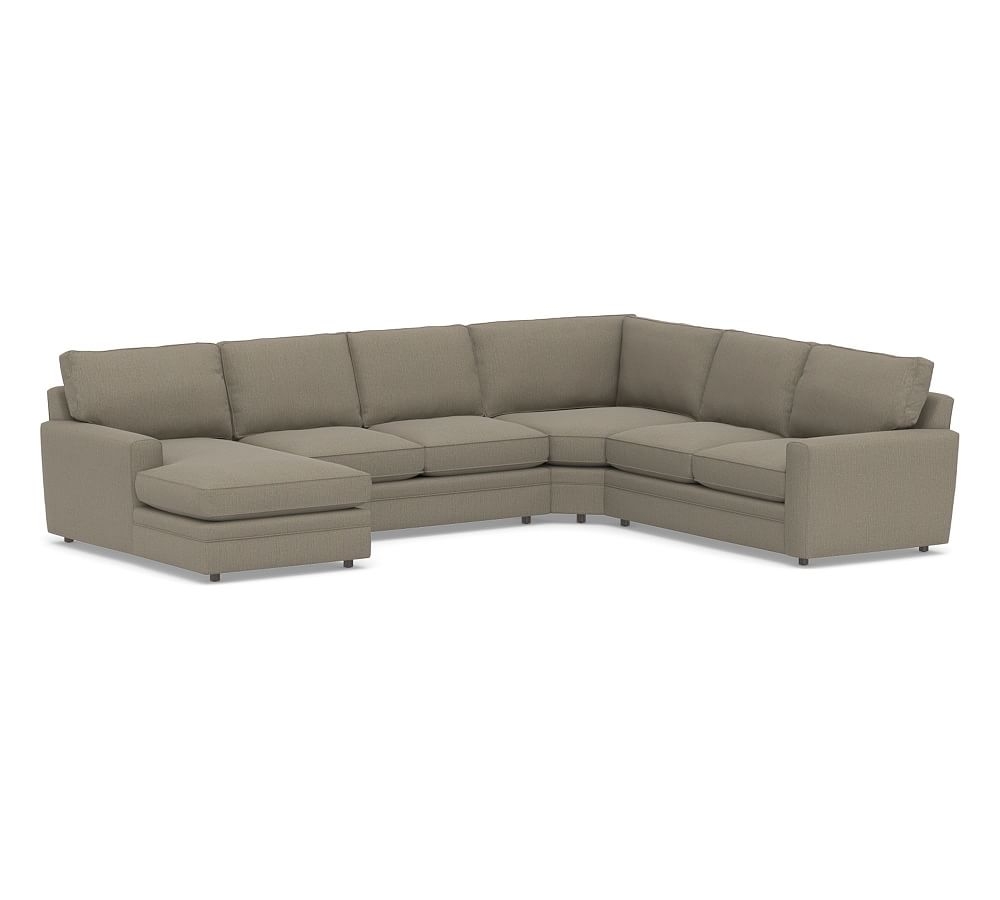 Pearce Square Arm Upholstered Right Arm 4-Piece Wedge Sectional, Down Blend Wrapped Cushions, Chenille Basketweave Taupe - Image 0