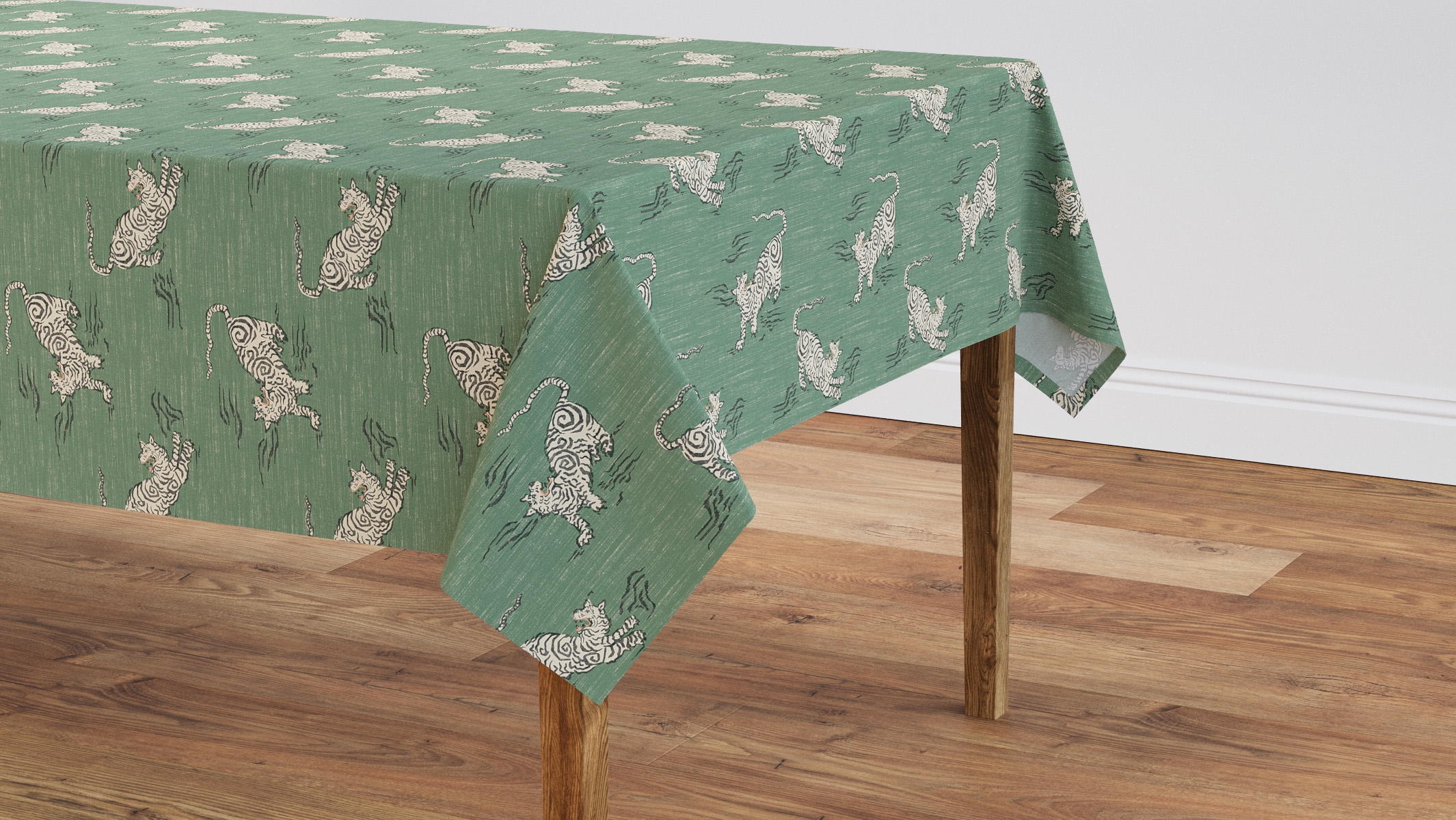 Tablecloth 56" x 90", Emerald Tigresse, 56" x 90" - Image 0