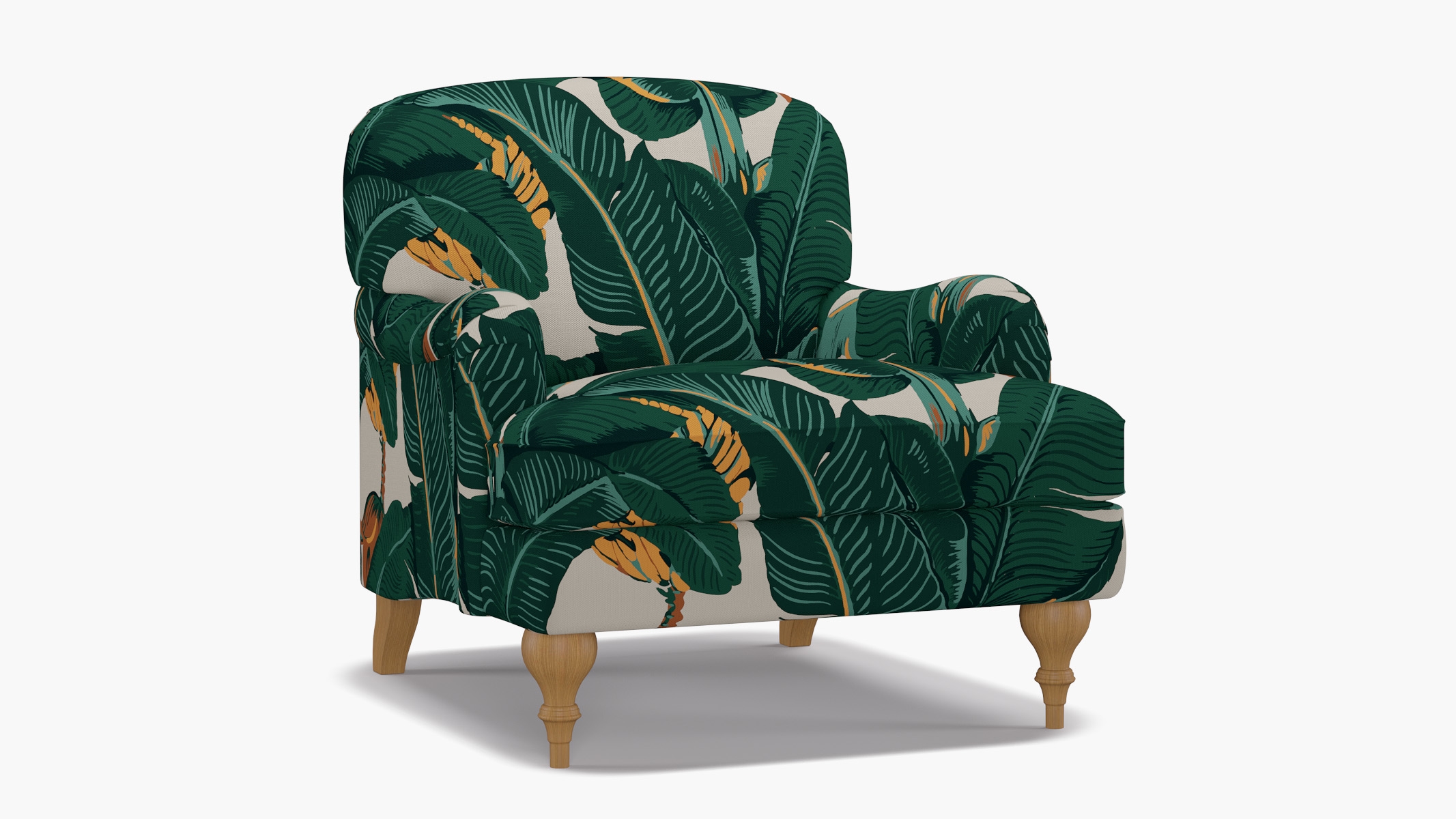 English Roll Arm Chair, Martinique®®, Natural Turned Wood Leg - Image 1