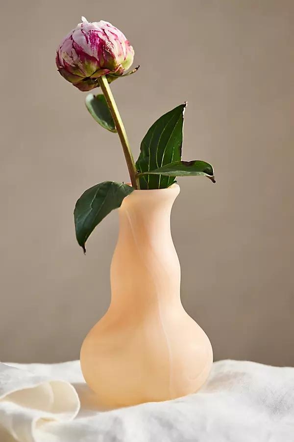 Milky Swirl Glass Bud Vase, Long Neck - Image 0