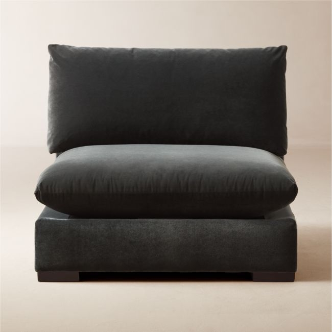 Deseo Charcoal Grey Performance Velvet Deep Depth Armless Chair - Image 0