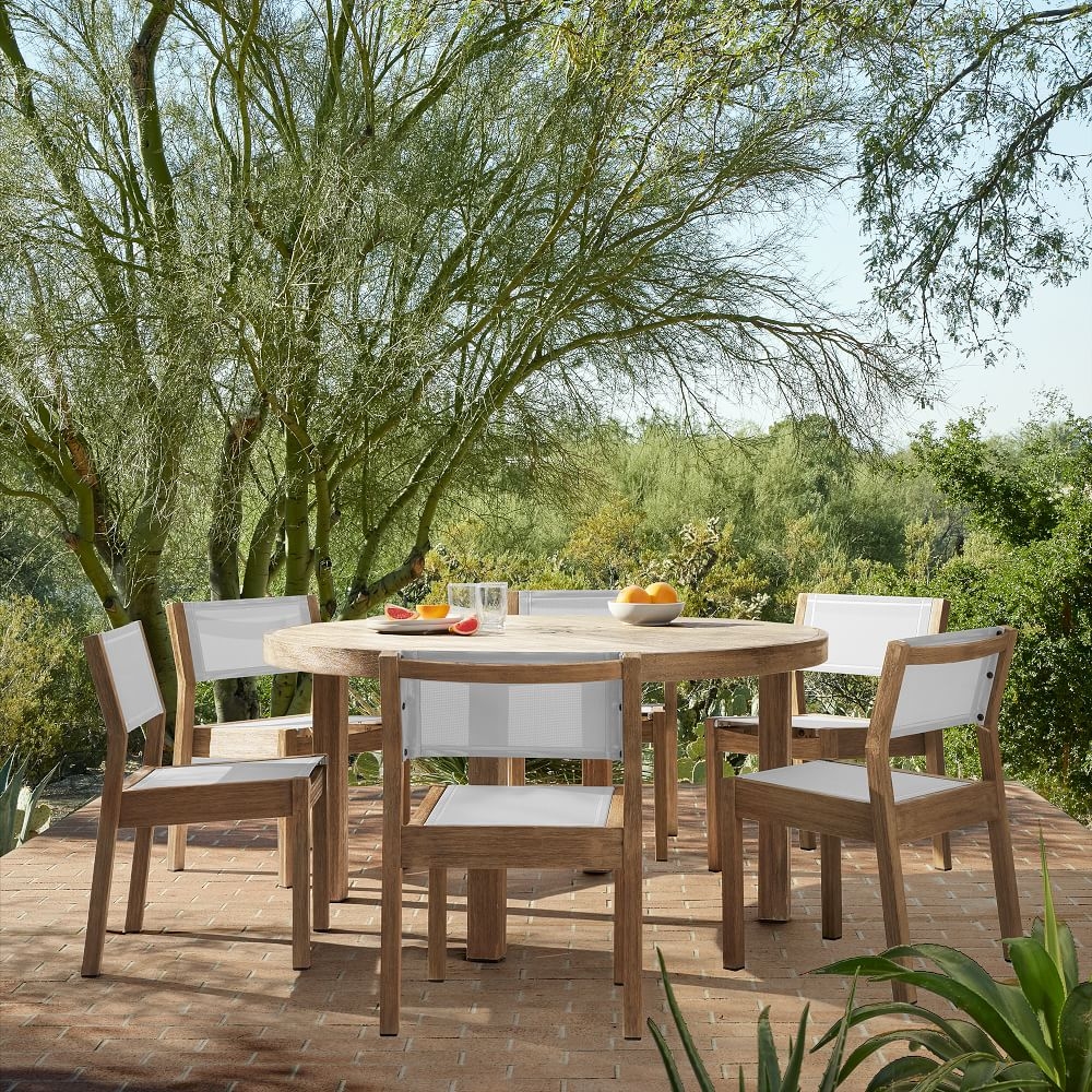 Portside Outdoor 48 in Round Dining Table, Driftwood - Image 3