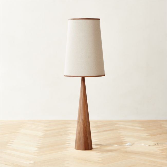 Bruna Walnut Wood and Linen Floor Lamp - Image 0