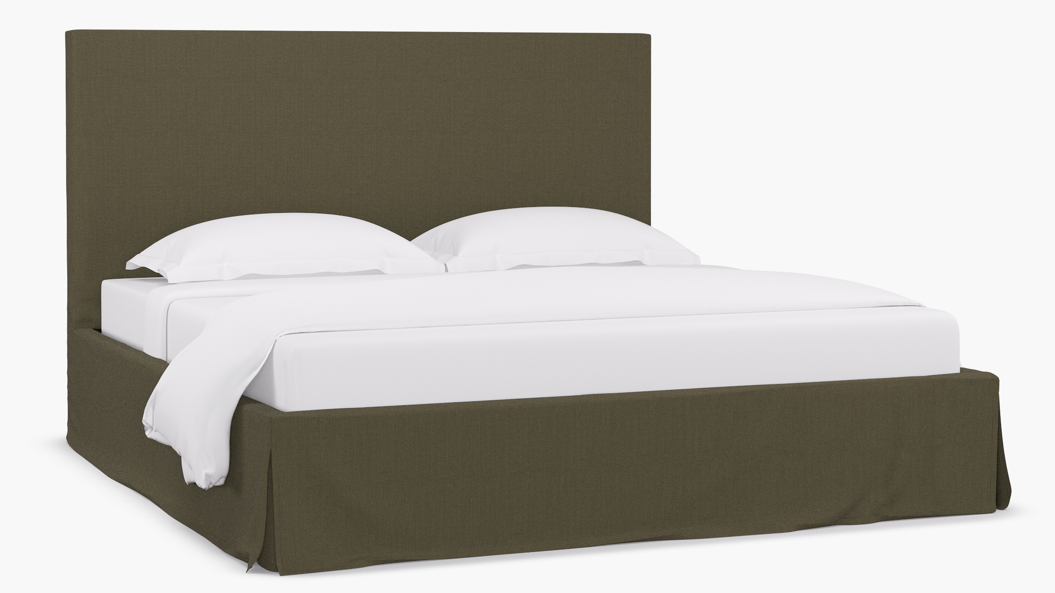 Slipcovered Bed, Olive Everyday Linen, King - Image 0