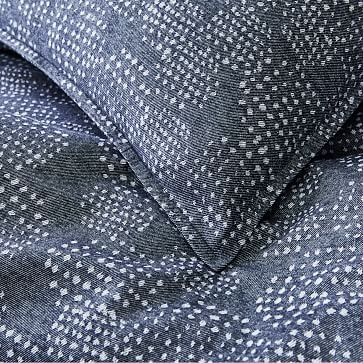 Dotty Jacquard Flannel Duvet, Standard Sham, Midnight - Image 1