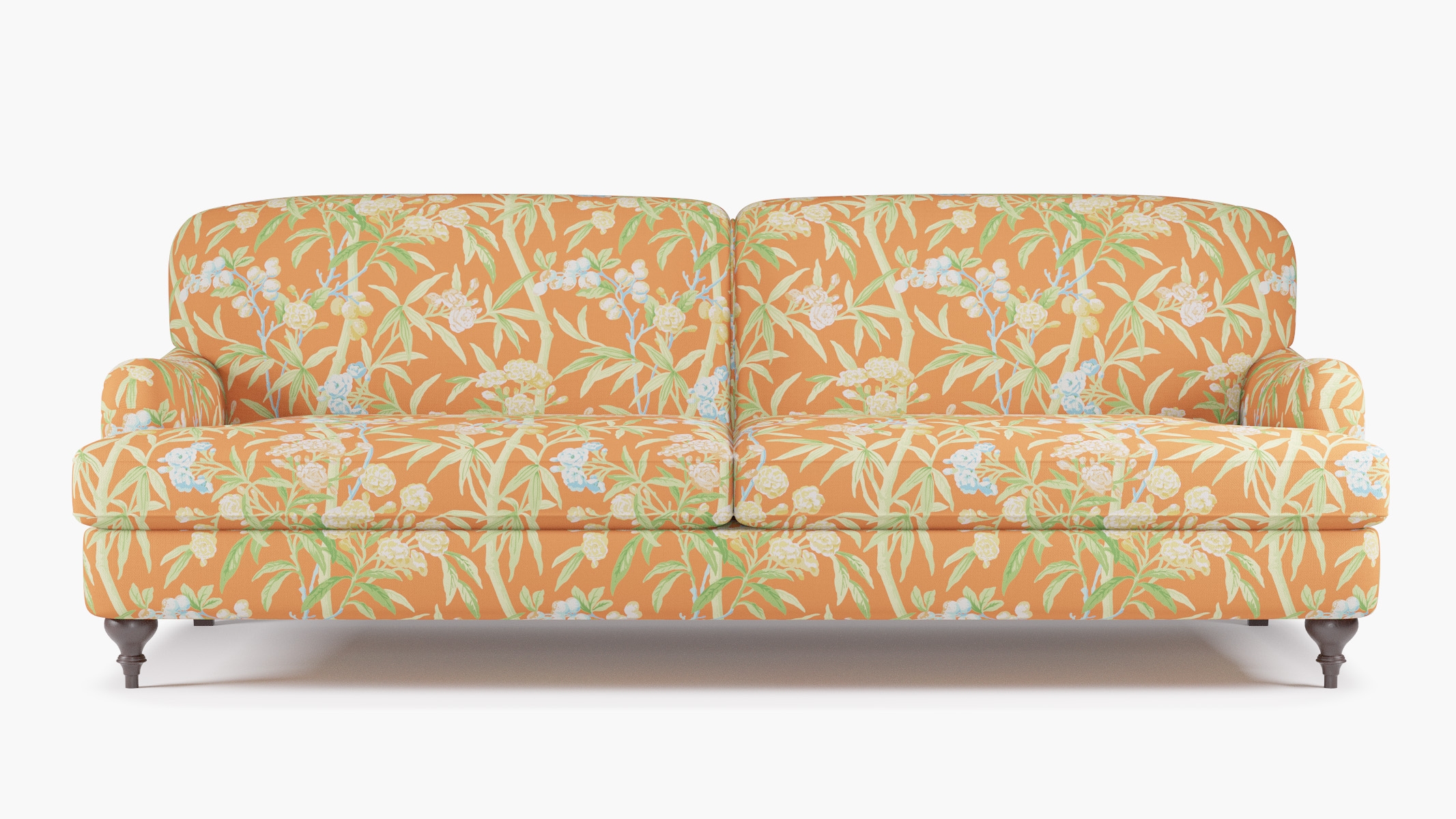 English Roll Arm Sofa, Mandarin Lanai, Espresso Turned Wood Leg - Image 0