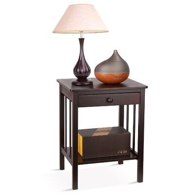 Bamboo Night Stand End Table With Drawer And Storage Shelf Multipurpose Home Furniture - Image 0