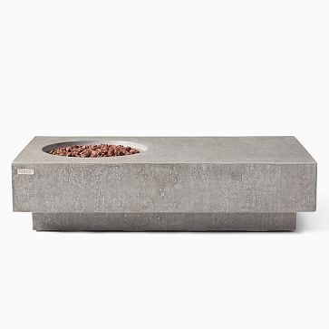 Rectangle Pedestal Fire Pit Table, Gray - Image 3