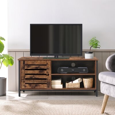 Millwood Pines LOWELL TV Cabinet For Up To 50-Inch Tvs, TV Stand And Console With Louvered Door, 2 Shelves, Living Room, Bedroom, Industrial, Rustic Brown And Black FA2761AE2BD448B9B332F5E75C461FA4 - Image 0