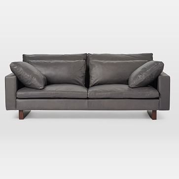 Harmony 82" Multi-Seat Sofa, Standard Depth, Vegan Leather, Saddle, Dark Walnut - Image 2