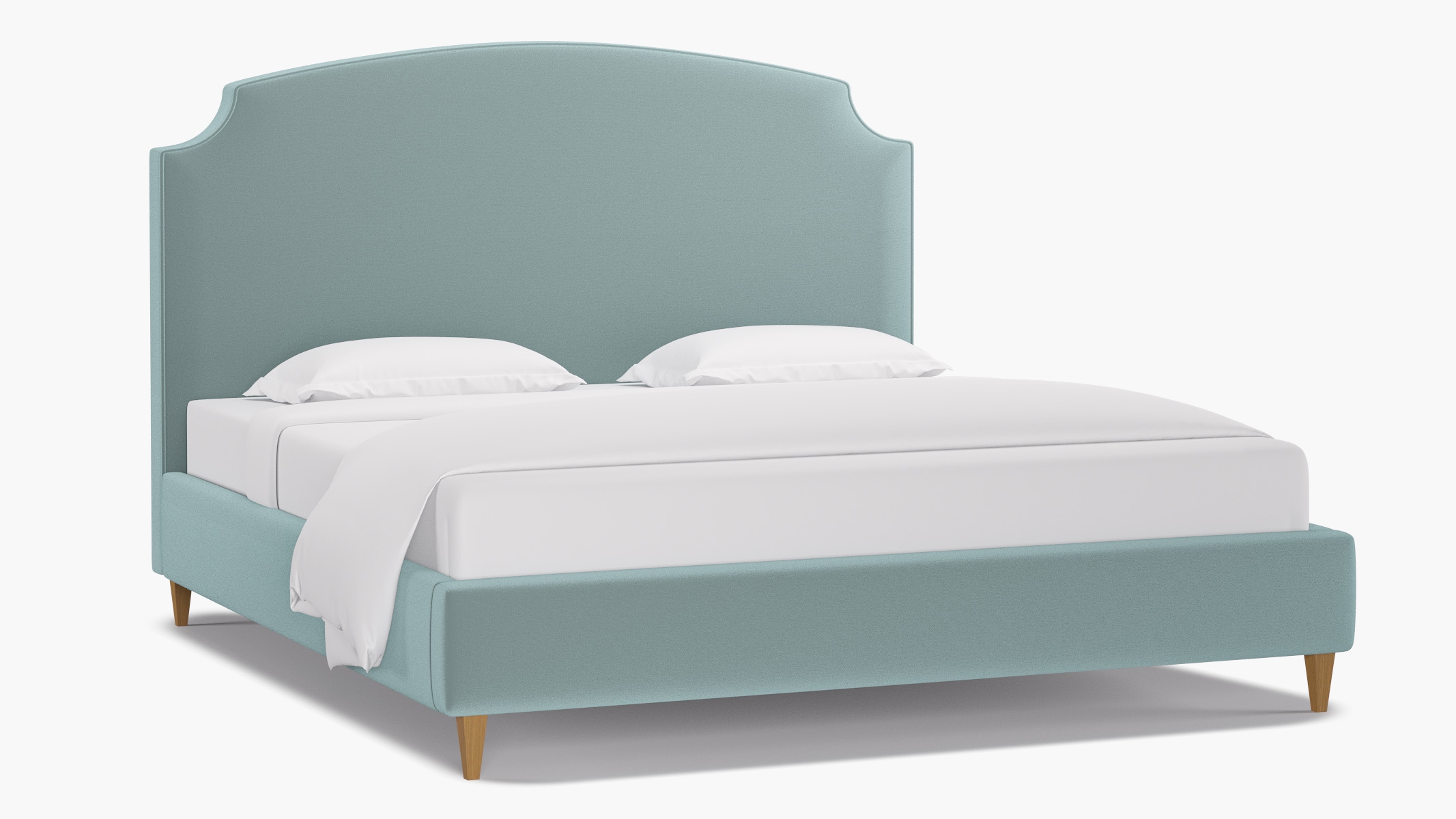 Cove Bed, Spa Performance Plush Velvet, Natural Square Tapered Leg, King - Image 1