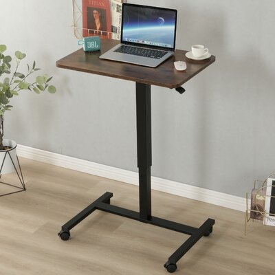Small Lectern Stand Adjustable Height Workstation Standing Desk Mobile Rolling Wheels Sit Computer Table For Bed Sofa Side Table  - Image 0