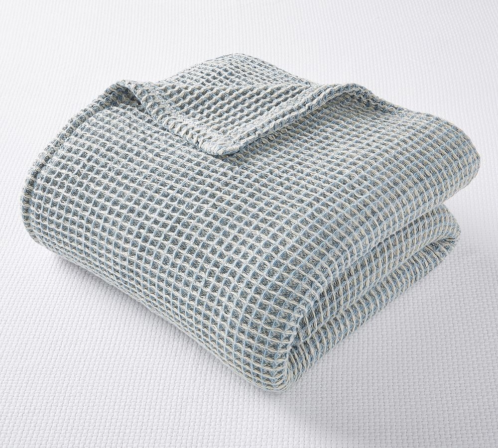 Waffle Weave Blanket, King/Cal. King, Chambray - Image 0