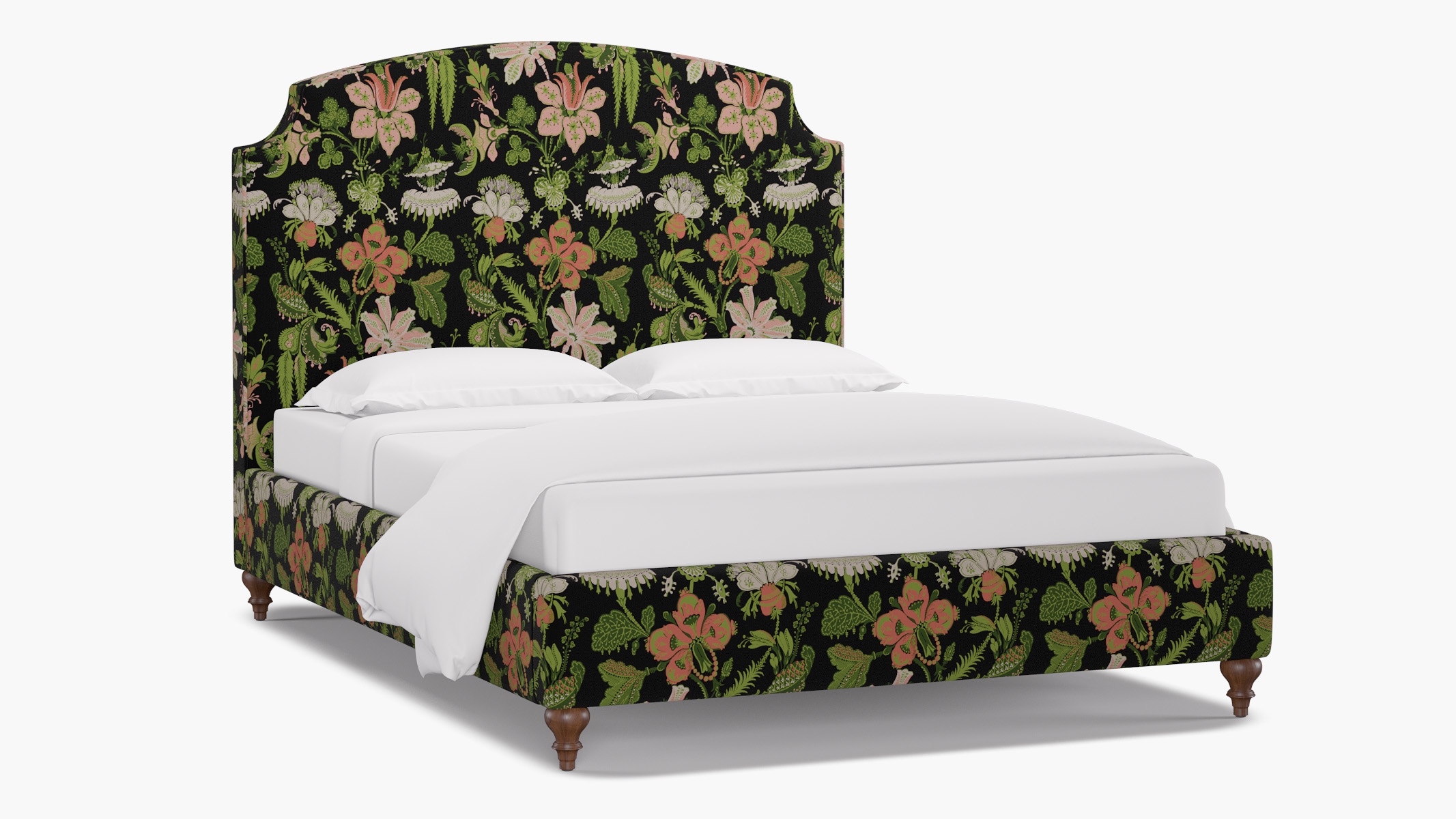 Cove Bed, Coral Onyx Rossetta, Walnut Traditional Turned Leg, Queen - Image 1