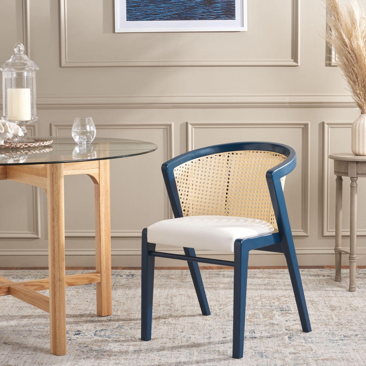 Edan Dining Chair - Navy / White - Safavieh - Image 1