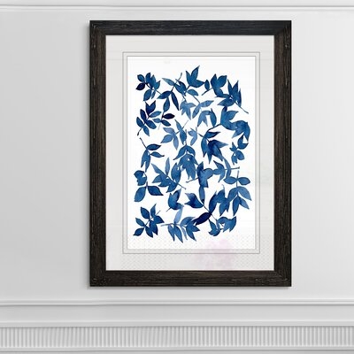 'Indigo Fallen Leaves I' -  Picture Frame Painting on Paper - Image 0