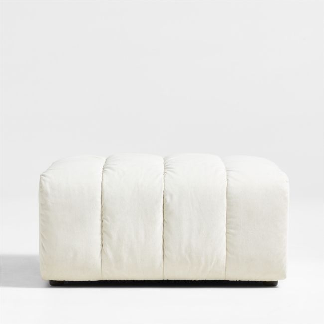 Jade Heathered Ivory Upholstered Ottoman - Image 0