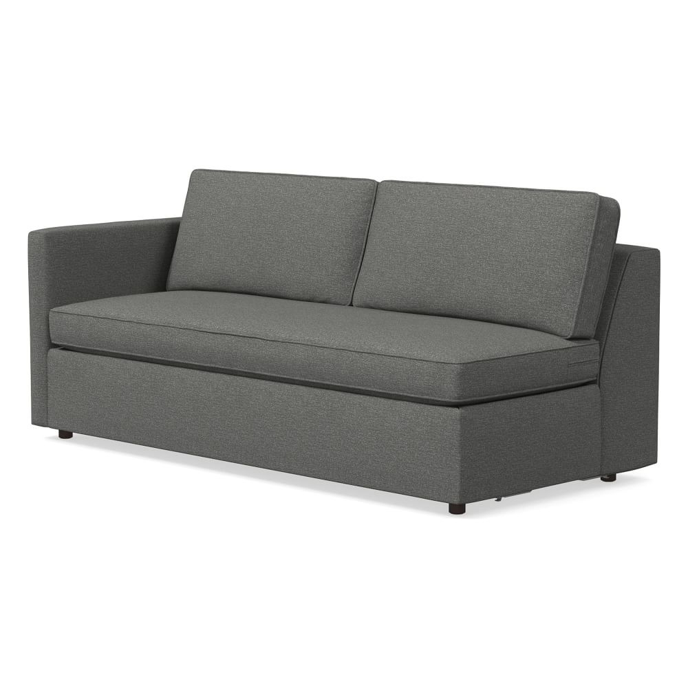 Harris Petite Left Arm 75" Sofa Bench, Poly, Chenille Tweed, Pewter, Concealed Supports - Image 0