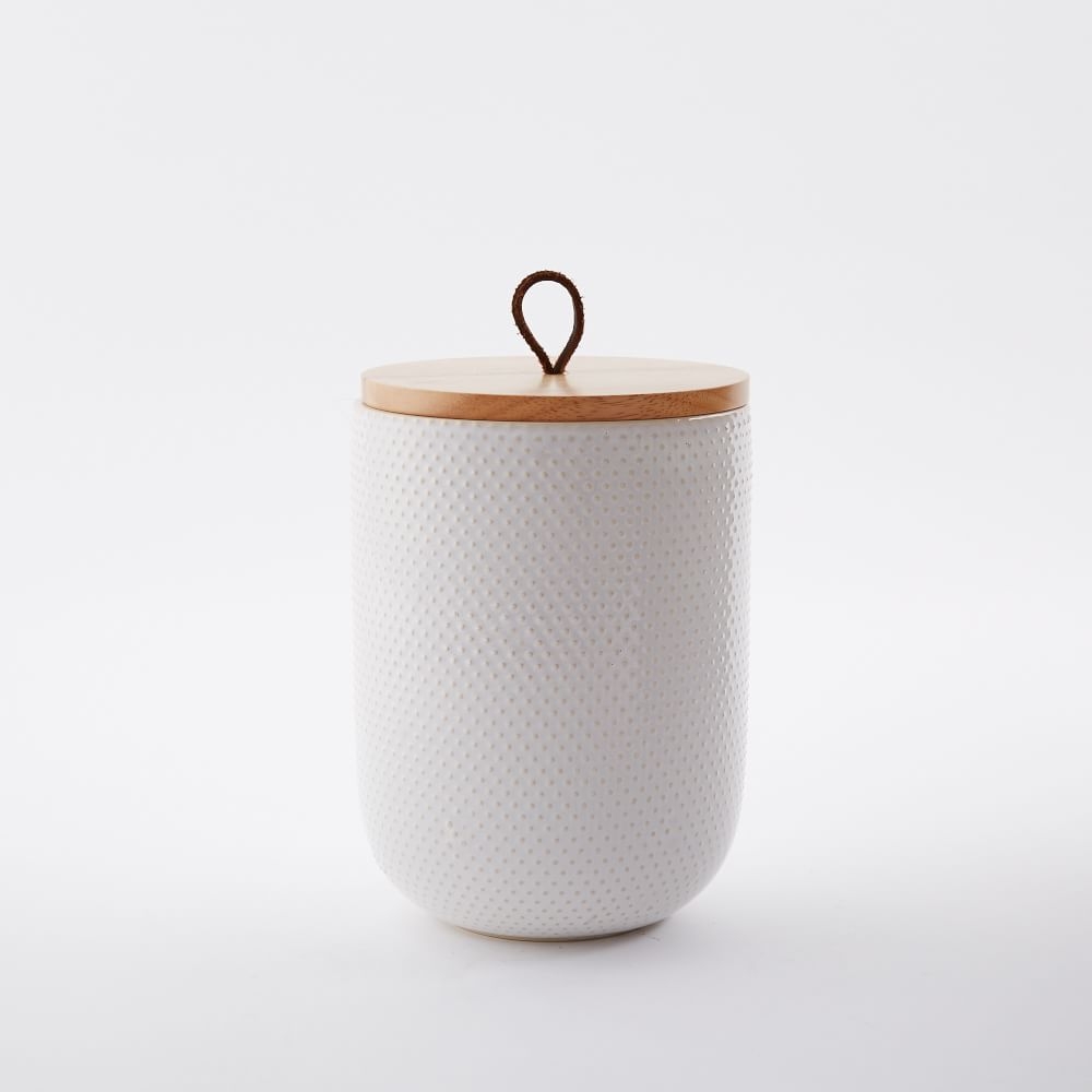Textured Kitchen Cannister, Tall, White Dots - Image 0