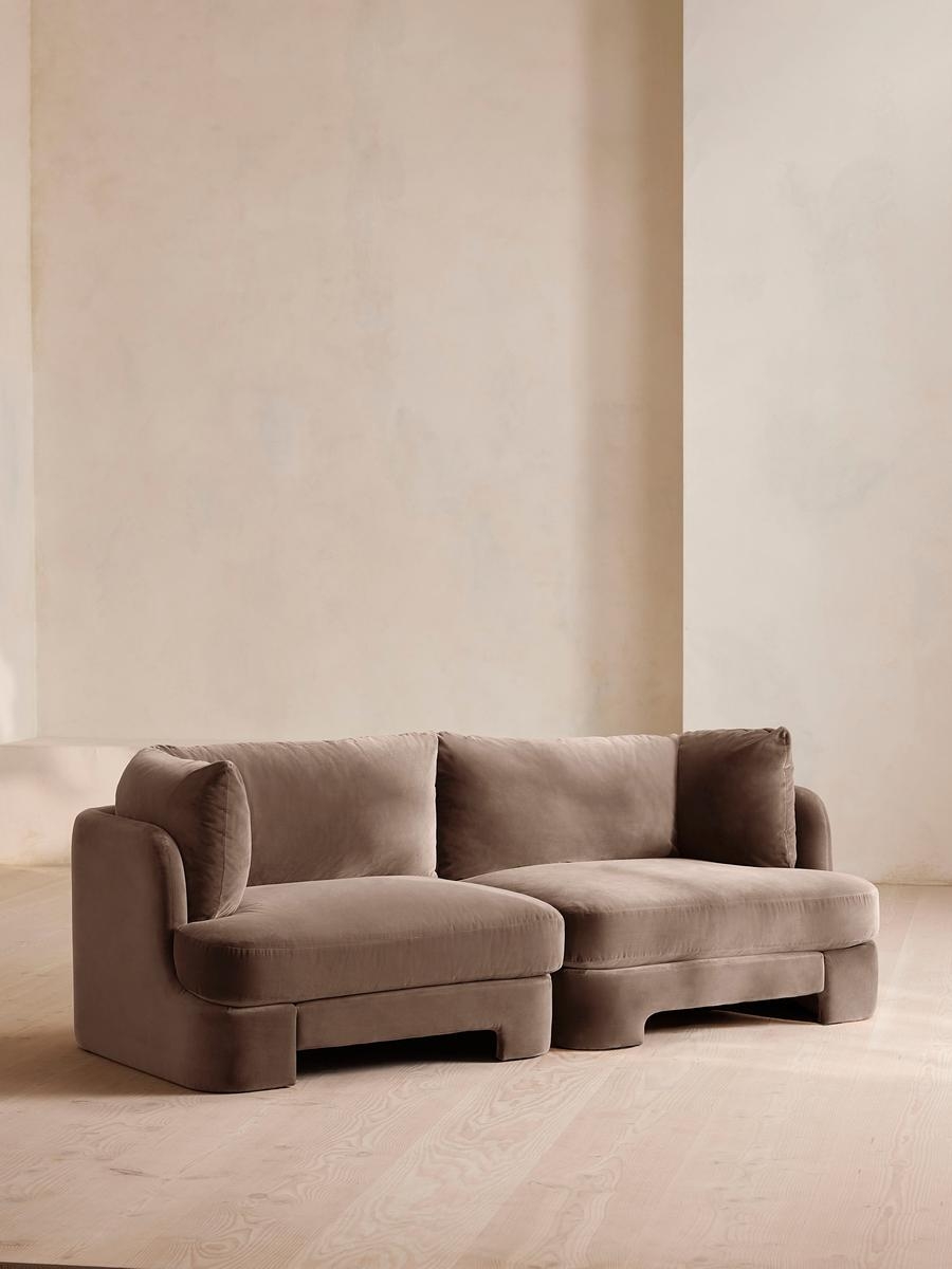 Odell Deeper Sit Sectional Sofa, Three Seater, Velvet Taupe US - Image 0