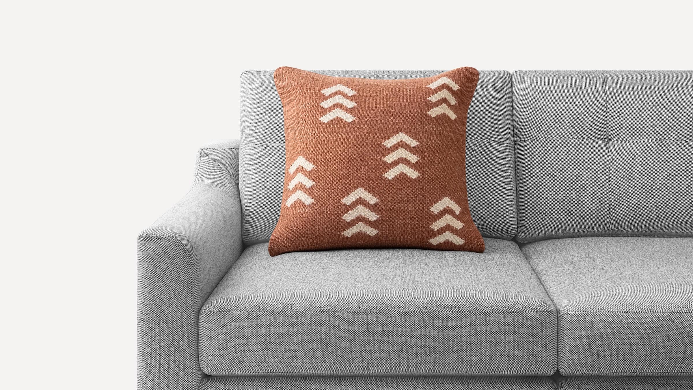 Chevron Hand-tufted Pillow Cover in Brick Red - Image 1