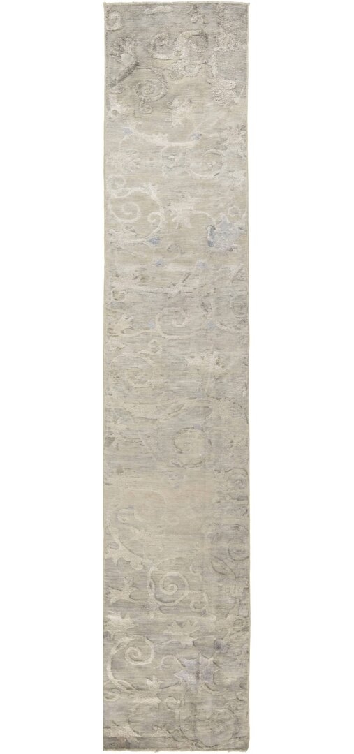 Doris Leslie Blau 1'10"" x 10'8"" Authentic Chinese Hand Knotted Silk Runner, Fragment - Image 0