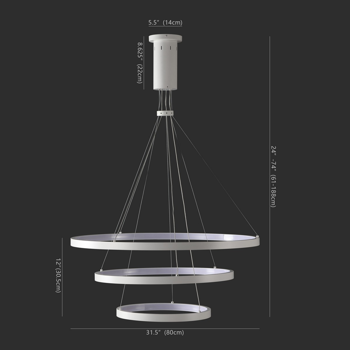 Meranda 3 Tier Chandelier - White - Safavieh - Image 3