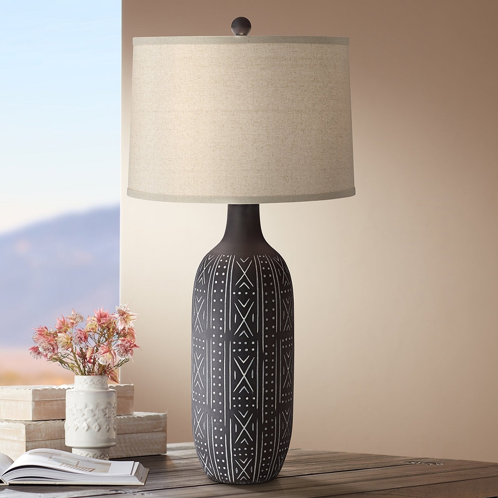 Pacific Coast Lighting 31 1/4" Black Geometric Pattern Table Lamp - Image 0