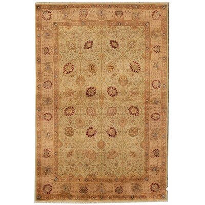 Lamani Hand Knotted Wool Light Green/Camel Rug - Image 0