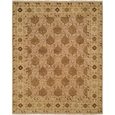 Mcandrews Oriental Hand Knotted Wool Tan Area Rug - Image 0