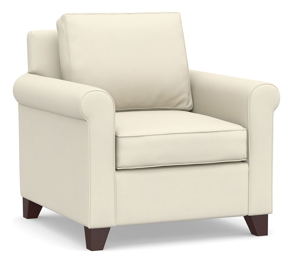 Cameron Roll Arm Upholstered Armchair, Polyester Wrapped Cushions, Park Weave Ivory - Image 0