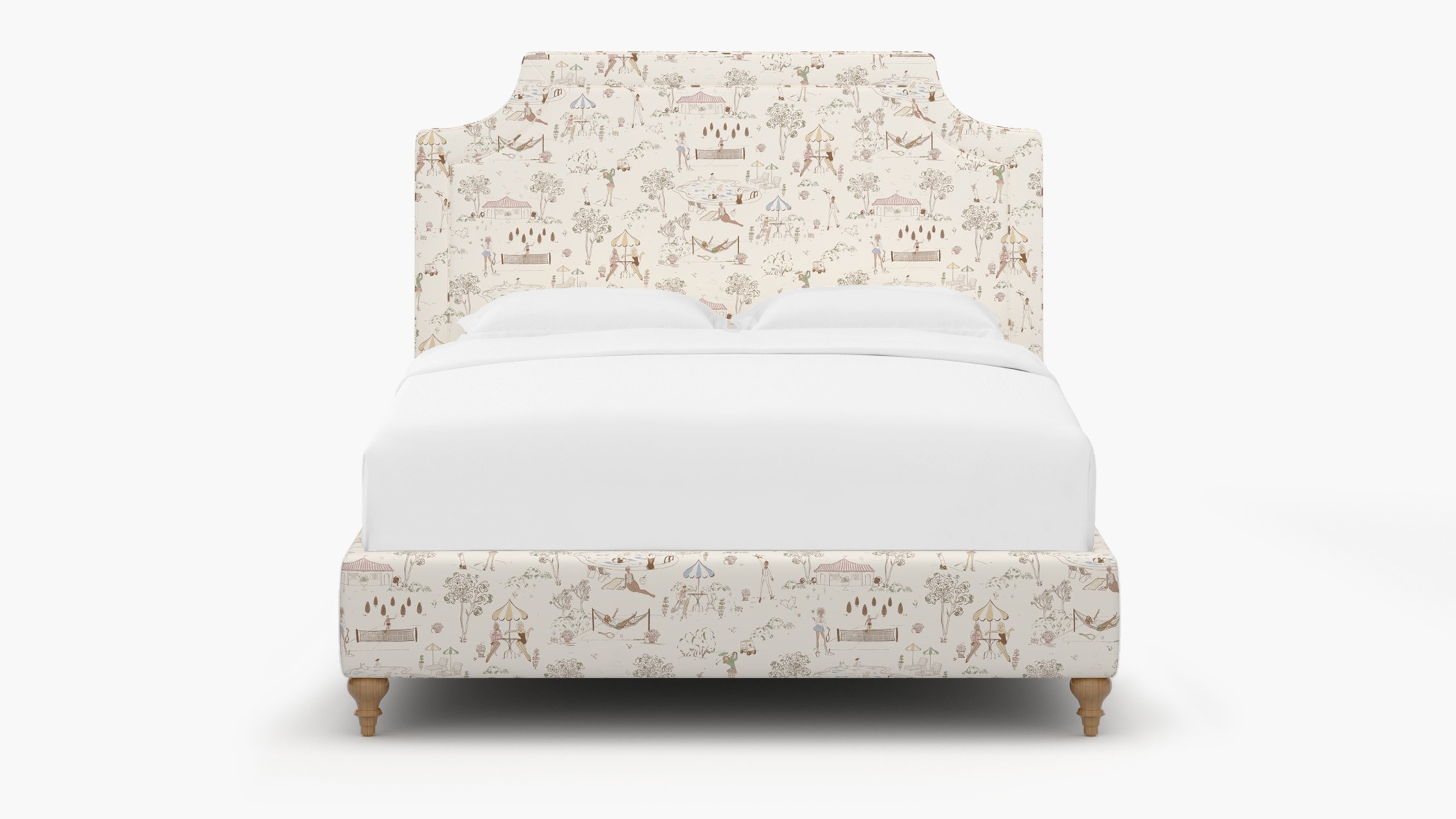 Deco Bed, Multi Country Club Toile, Natural Traditional Turned Leg, Twin - Image 0