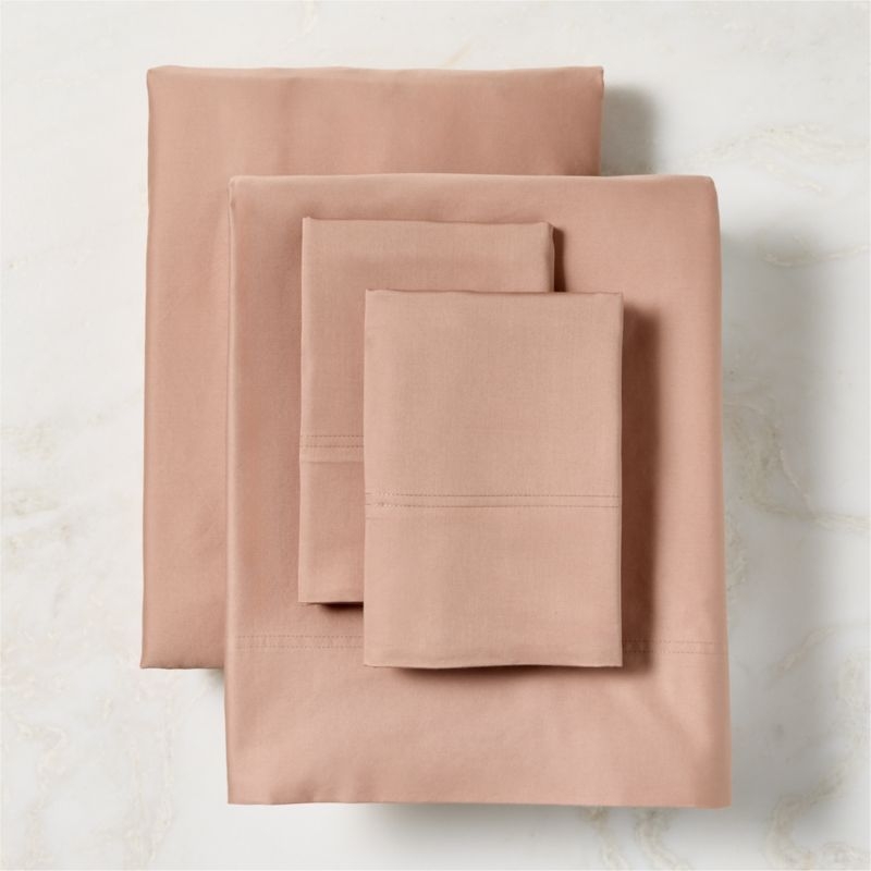 Classic Organic Cotton Sateen 520 Thread Count Dark Taupe Queen Sheet Set - Image 2