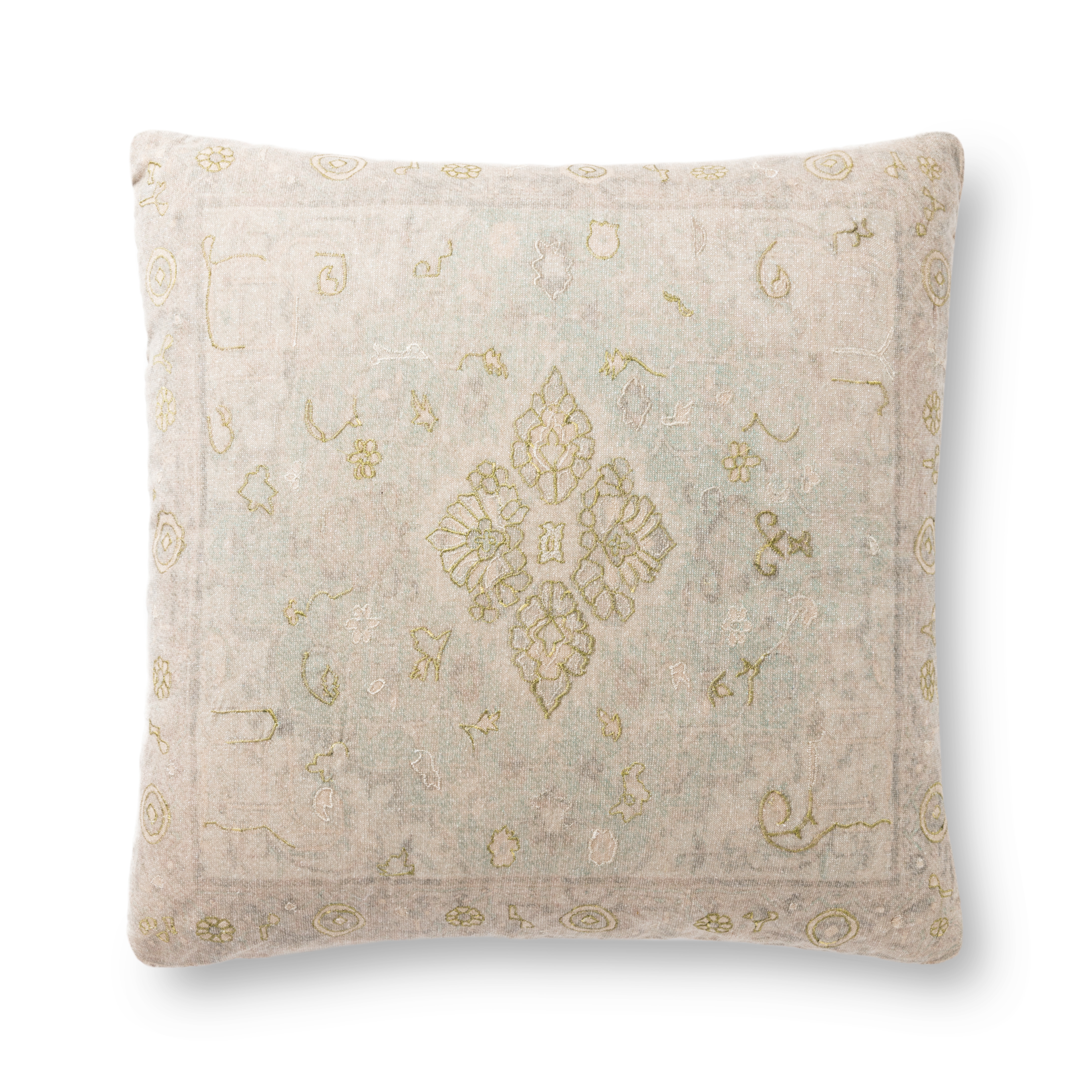 Loloi PILLOWS P0895 Green / Beige 22" x 22" Cover Only - Image 0