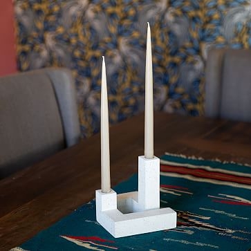 Candlestick Holder, White Terrazzo, Set of 2 - Image 2
