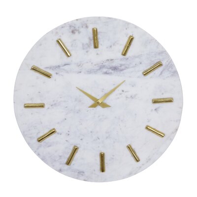 Cosmoliving By Cosmopolitan White Marble Coastal Wall Clock, 15 X 15 X 1 - Image 0