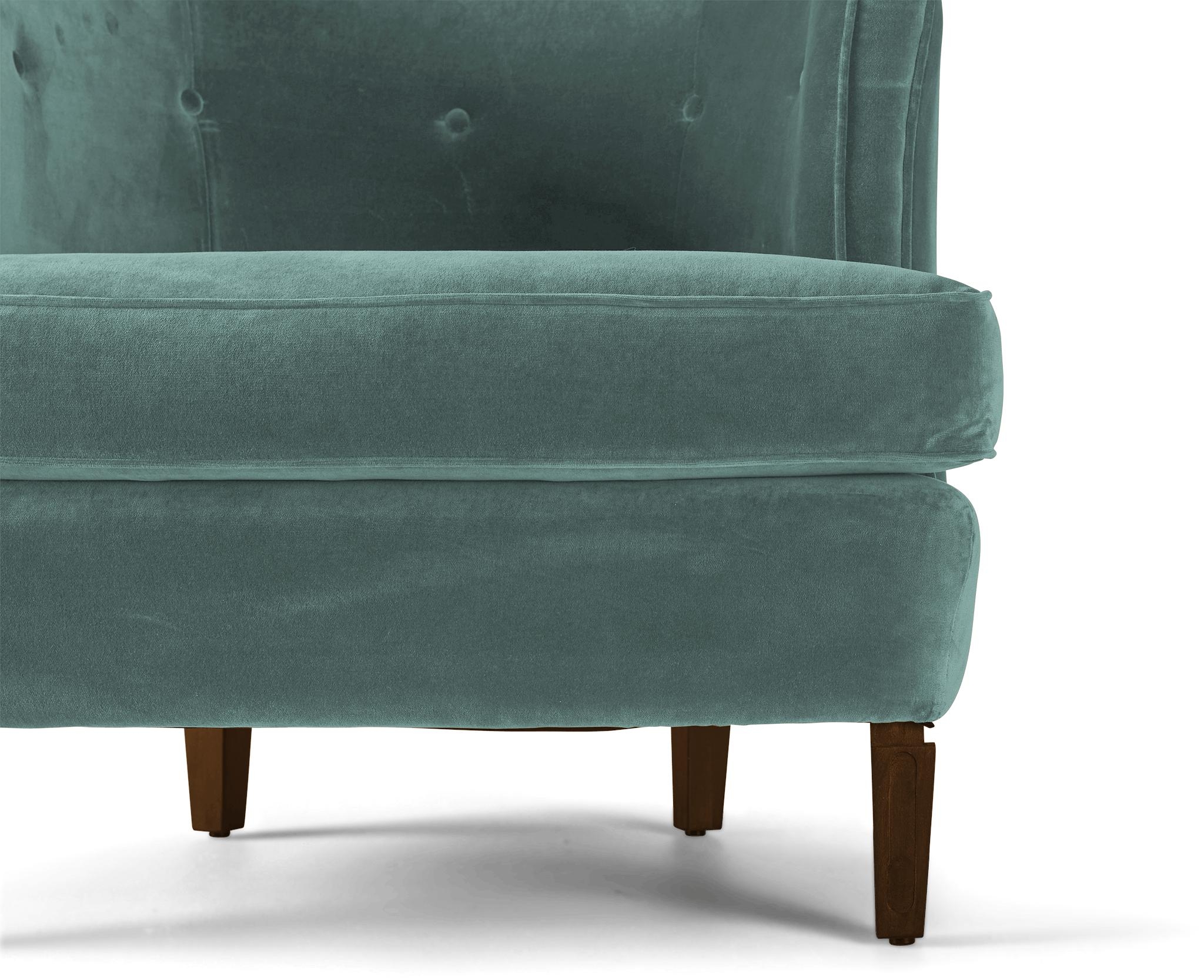 Green Leigh Mid Century Modern Chair - Essence Aqua - Mocha - Image 4