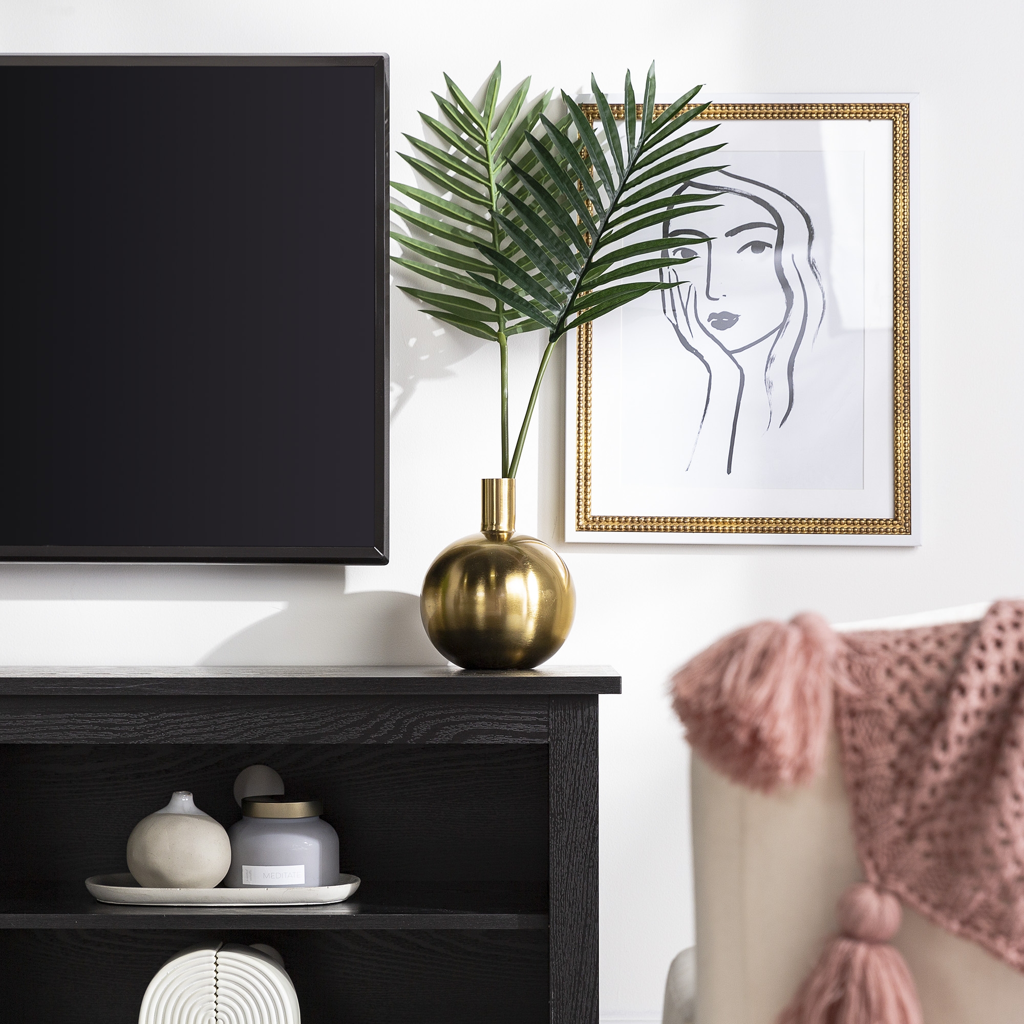 58" Simple Contemporary TV Stand - Black - Image 6